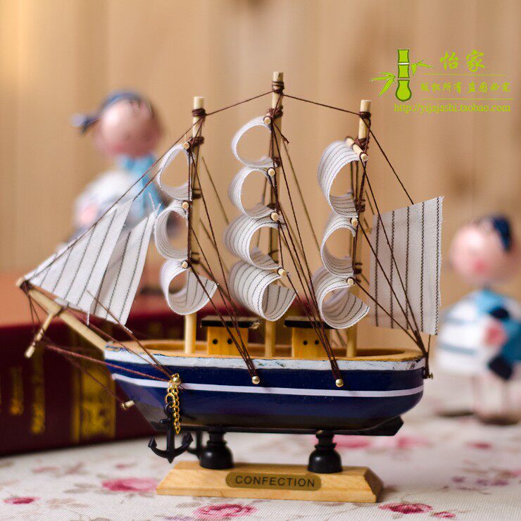 Креативный декор ручной работы, деревянная модель корабля, фигурка, стиль, домашний декор